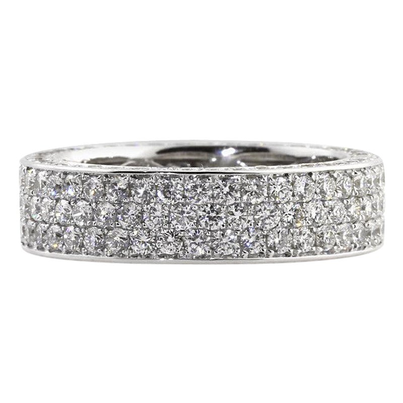 3.00ct Round Brilliant Cut Diamond Eternity Band in 18K White Gold For Sale