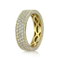 3,00 ct Diamante redondo talla brillante Anillo de la Eternidad en Oro Amarillo de 18 quilates