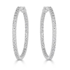 Orecchini a cerchio con diamante taglio Brilliante rotondo da 3,00ct
