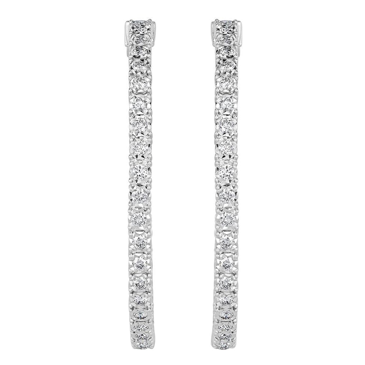 3.00ct Round Brilliant Cut Diamond Hoop Earrings