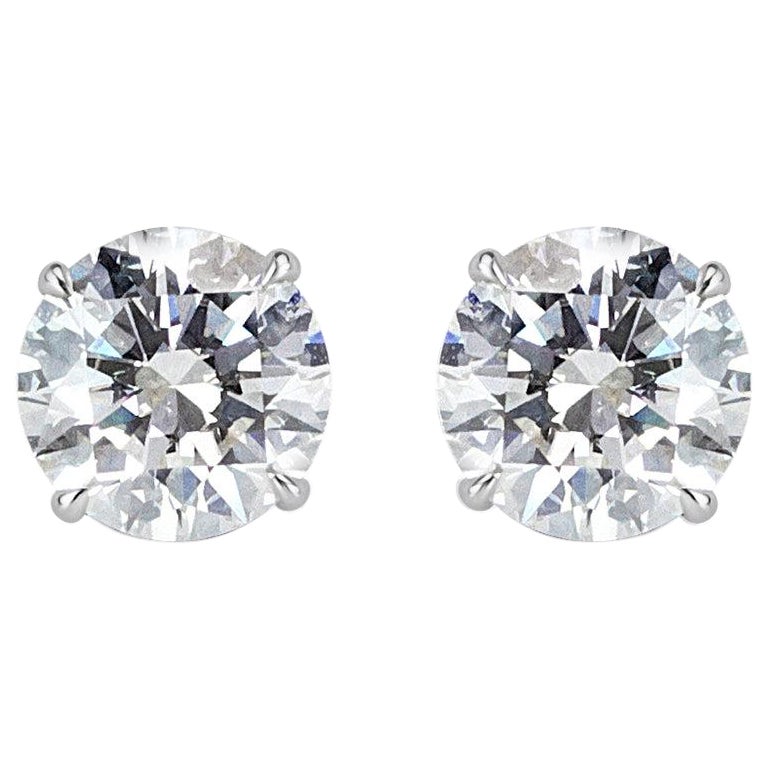3.00ct Round Brilliant Cut Diamond Stud Earrings in 18K White Gold