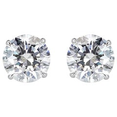 3.00ct Round Brilliant Cut Diamond Stud Earrings in 18K White Gold
