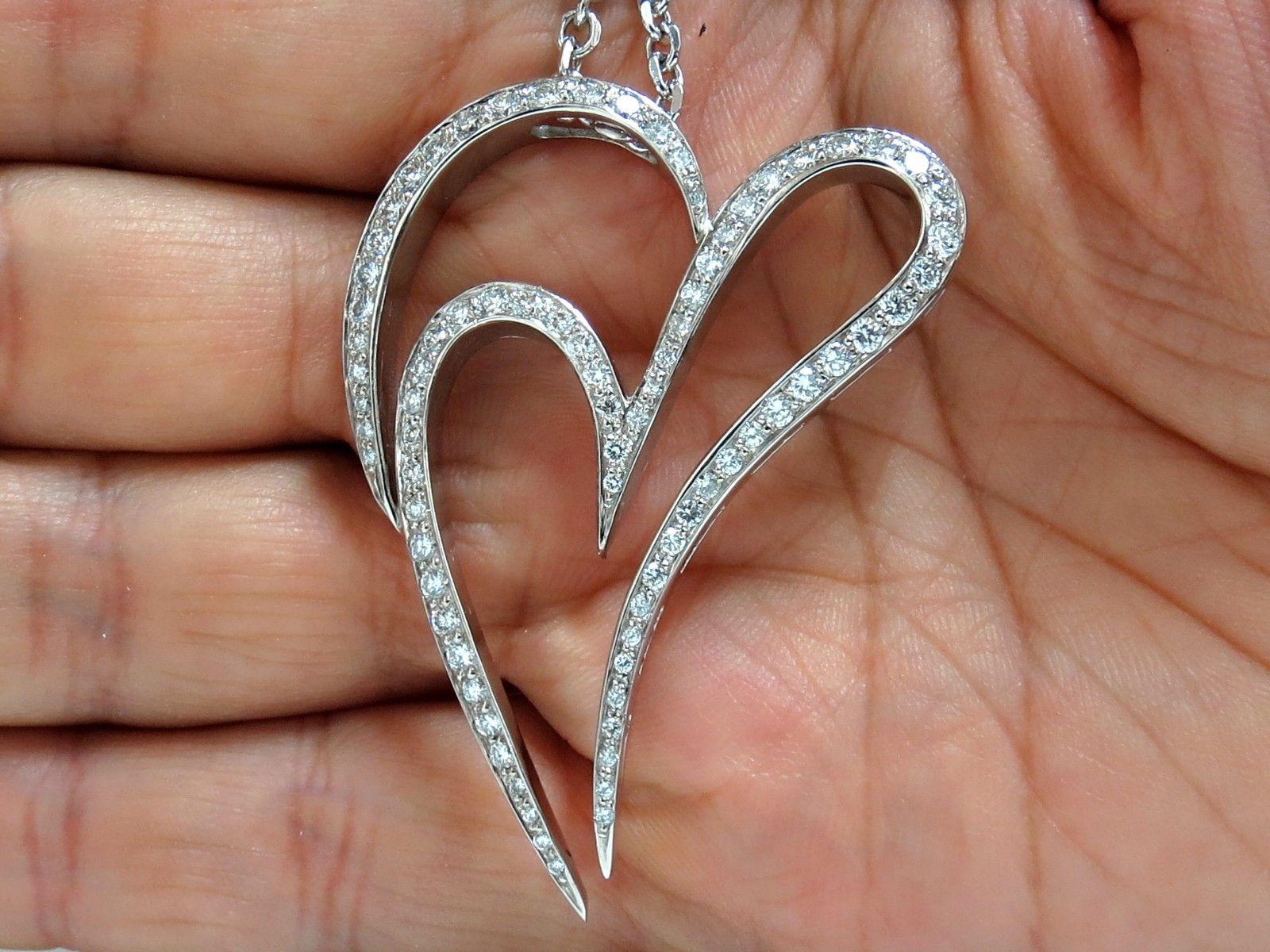 3.00ct Diamantes Redondos Modern Swirl Hear Colgante G / VS 14KT & Cadena Raro Corte redondo en venta