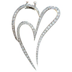 Ciondolo a forma di cuore con motivo a spirale moderno, diamanti rotondi da 3,00 ct, G / VS, 14KT e catena – Raro*