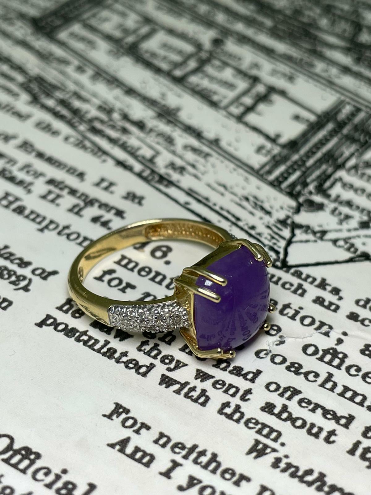 3,00 Karat Zuckerhut lila Quarz & Diamant Vintage-Ring aus 9 Karat Roségold. (Retro) im Angebot