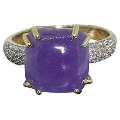 3.00ct Sugarloaf Purple Quartz & Diamond Used Ring in 9K Rose Gold.