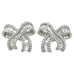 3.00ct tw Diamond French Bow Baguette & Round Diamond Earrings