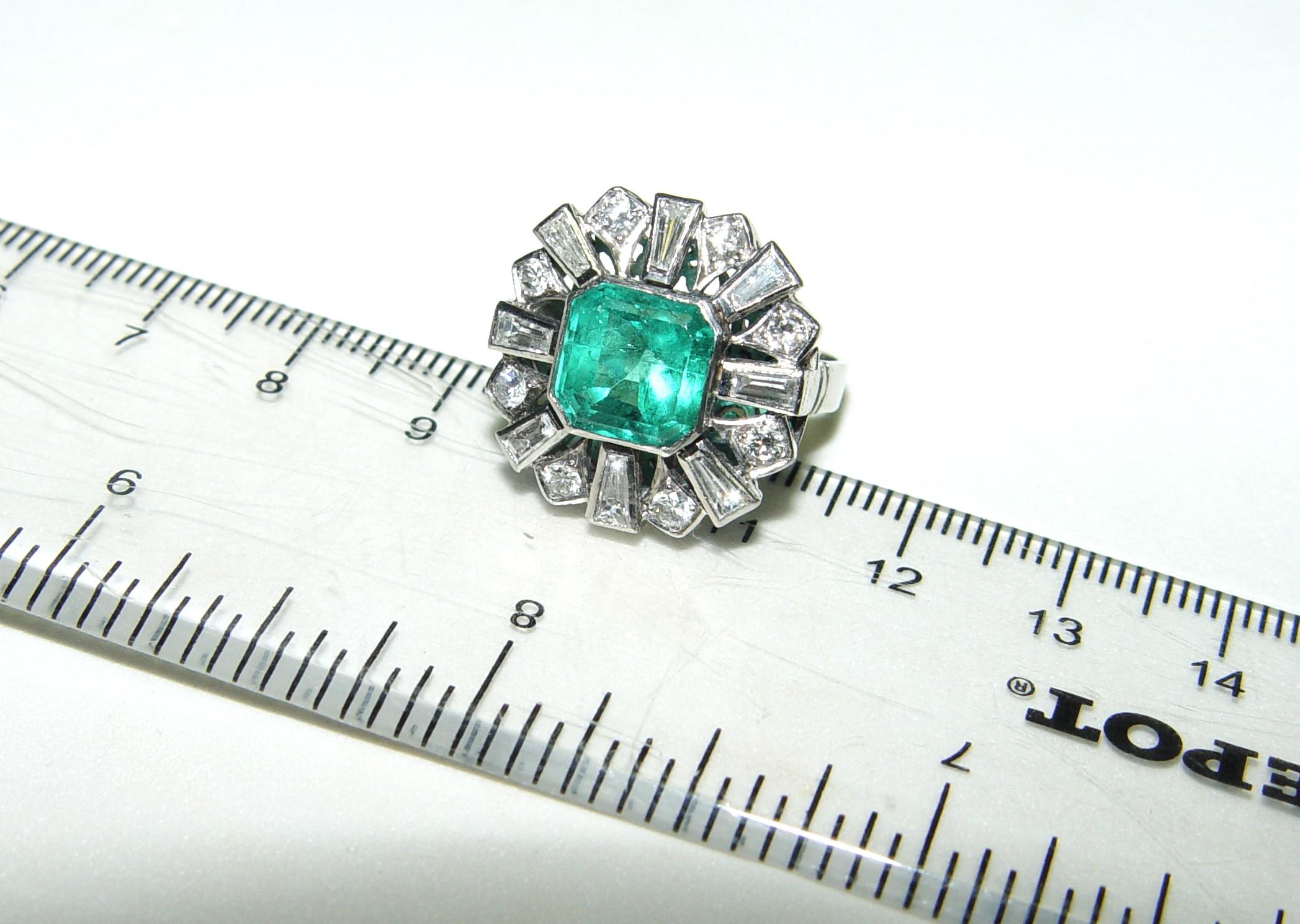 3.00CT(Est). COLOMBIAN Emerald and Diamond Ring Platinum C. Dunaigre/cert. For Sale 11