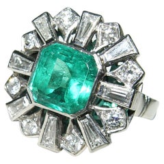 3.00CT(Est). COLOMBIAN Emerald and Diamond Ring Platinum C. Dunaigre/cert.