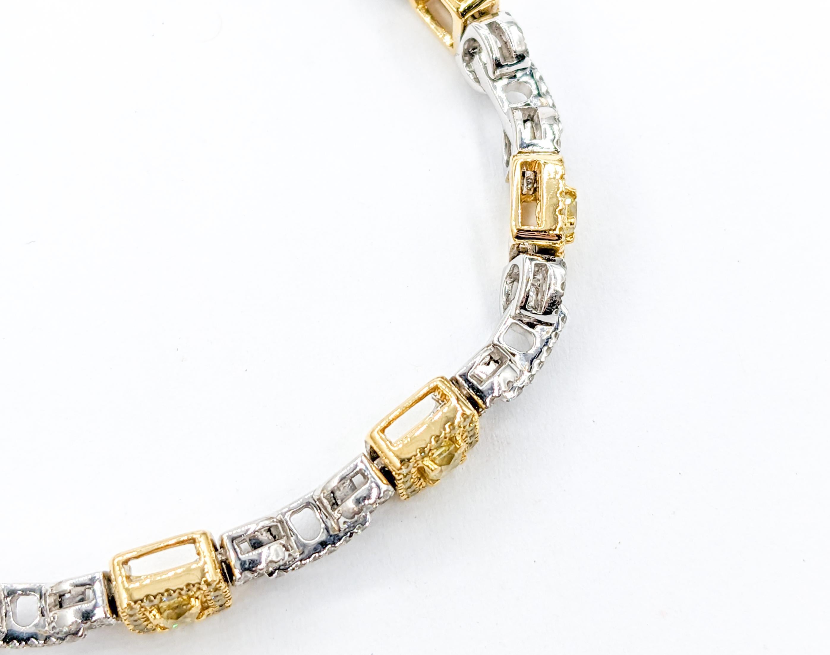 3.00ctw Diamond Bracelet in 18kt Two-Tone Gold In Excellent Condition For Sale In Bloomington, MN