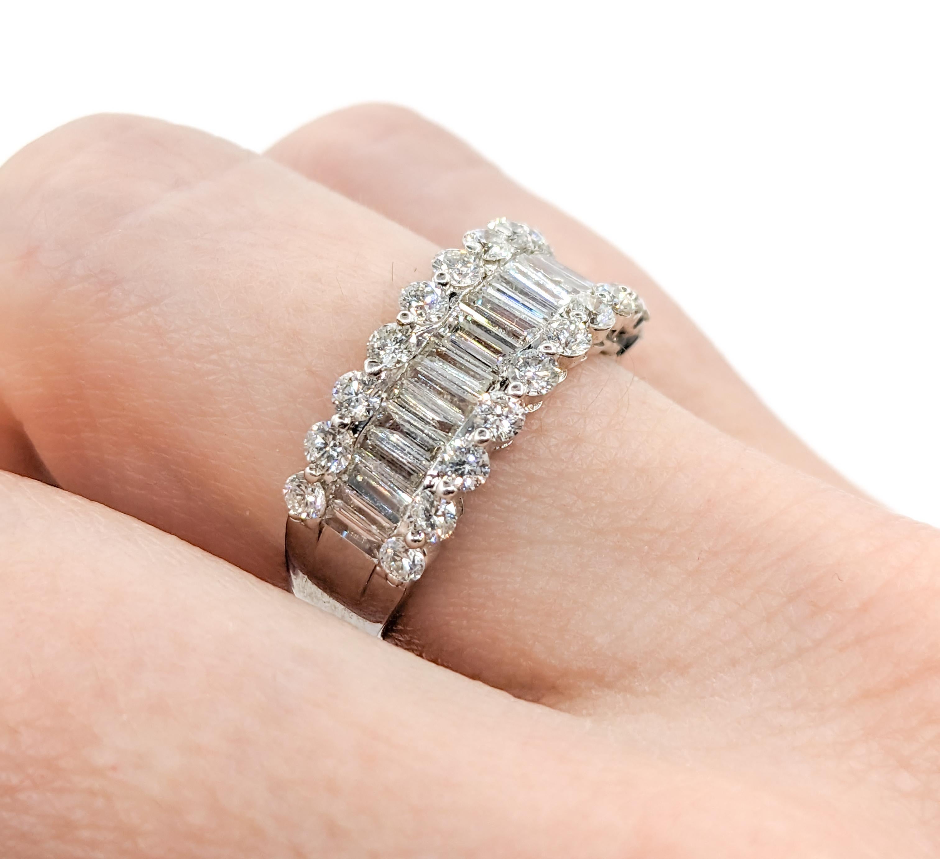 Baguette Cut 3.00ctw Diamond Ring In 18k White Gold For Sale