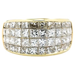 3,00 Karat unsichtbar gefasster Diamantring aus Gelbgold