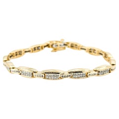 Bracciale con diamanti taglio principessa da 3,00 carati con incastonatura invisibile in oro giallo