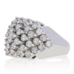 3.00ctw Round Brilliant Diamond Ring 14k White Gold Knife-Edge Cluster Cocktail