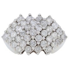 3.00ctw Round Brilliant Diamond Ring 14k White Gold Knife-Edge Cluster Cocktail