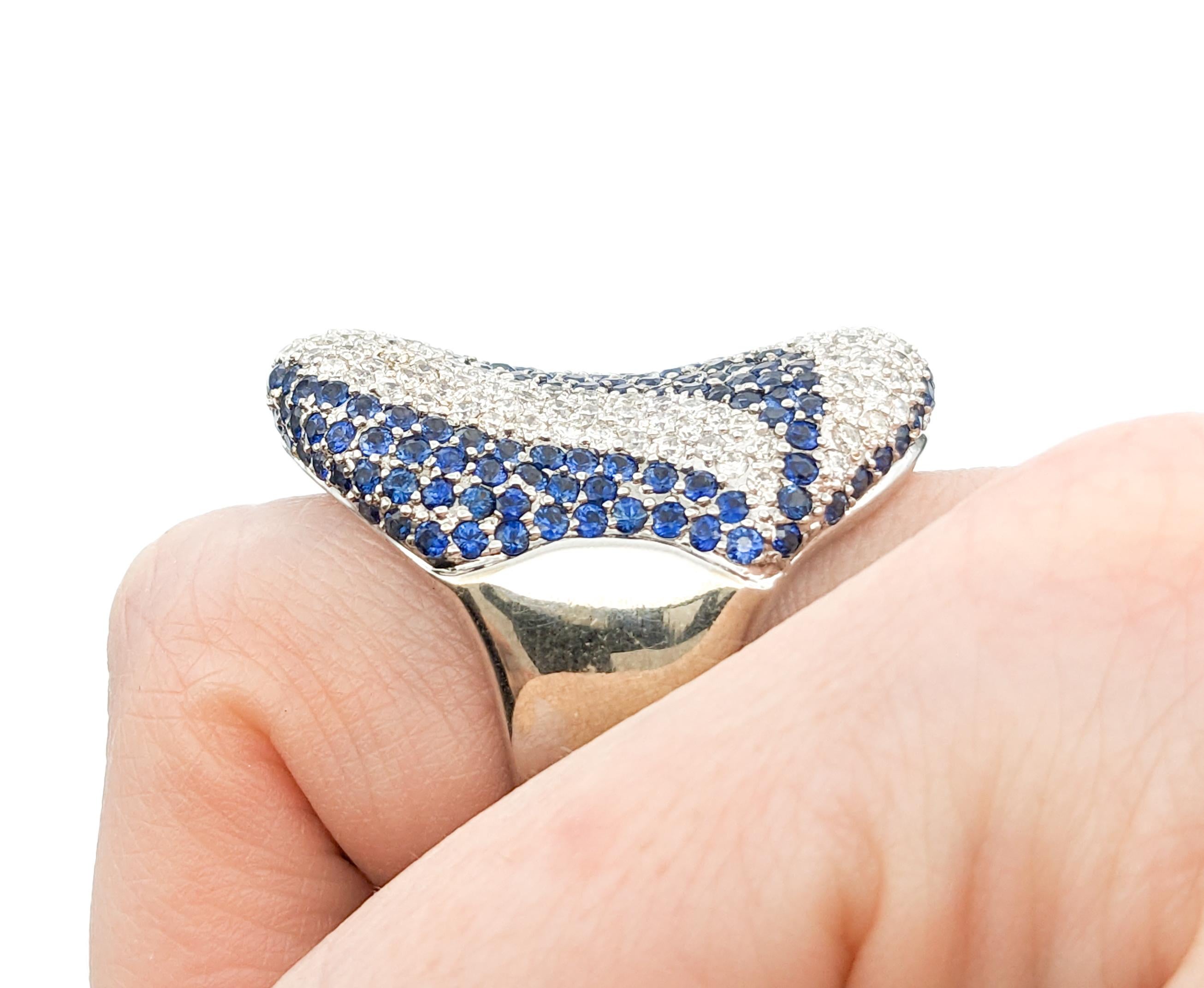 3.00ctw Sapphire & 2.75ctw Diamonds Ring In White Gold For Sale 4