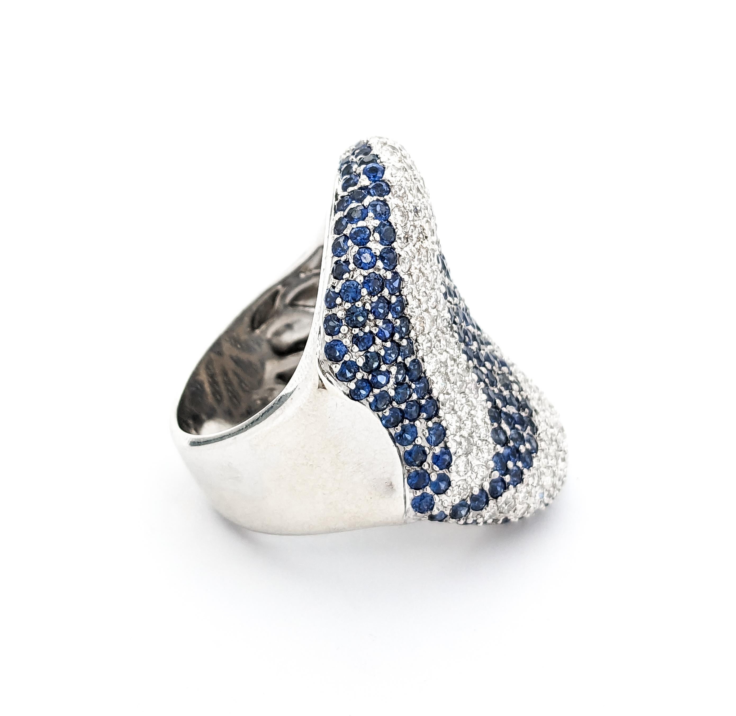 3.00ctw Sapphire & 2.75ctw Diamonds Ring In White Gold In Excellent Condition For Sale In Bloomington, MN