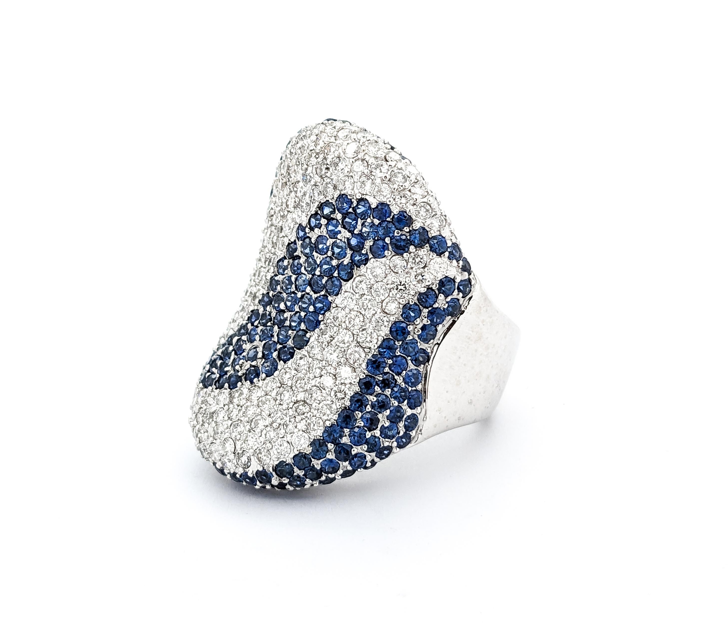 3.00ctw Sapphire & 2.75ctw Diamonds Ring In White Gold For Sale 2