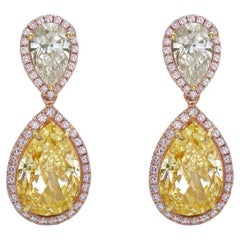 3.01 & 3.03ct Light Yellow Pears VS GIA Earrings