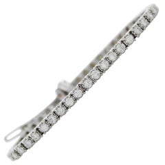 3.01 Carat 4-Prong Round Diamond Bracelet in 14 Karat White Gold