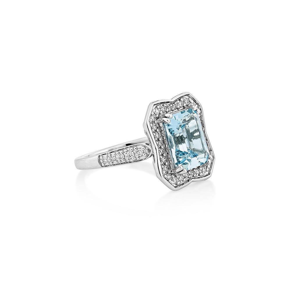 This collection features an array of Aquamarines with an icy blue hue that is as cool as it gets! Accented with Diamonds this ring is made in white gold and present a classic yet elegant look.

Aquamarine Fancy Ring in 18Karat White Gold with White