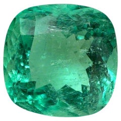 3.01 Carat Bluish Green Colombian Emerald - Cushion Cut Genuine Gem May