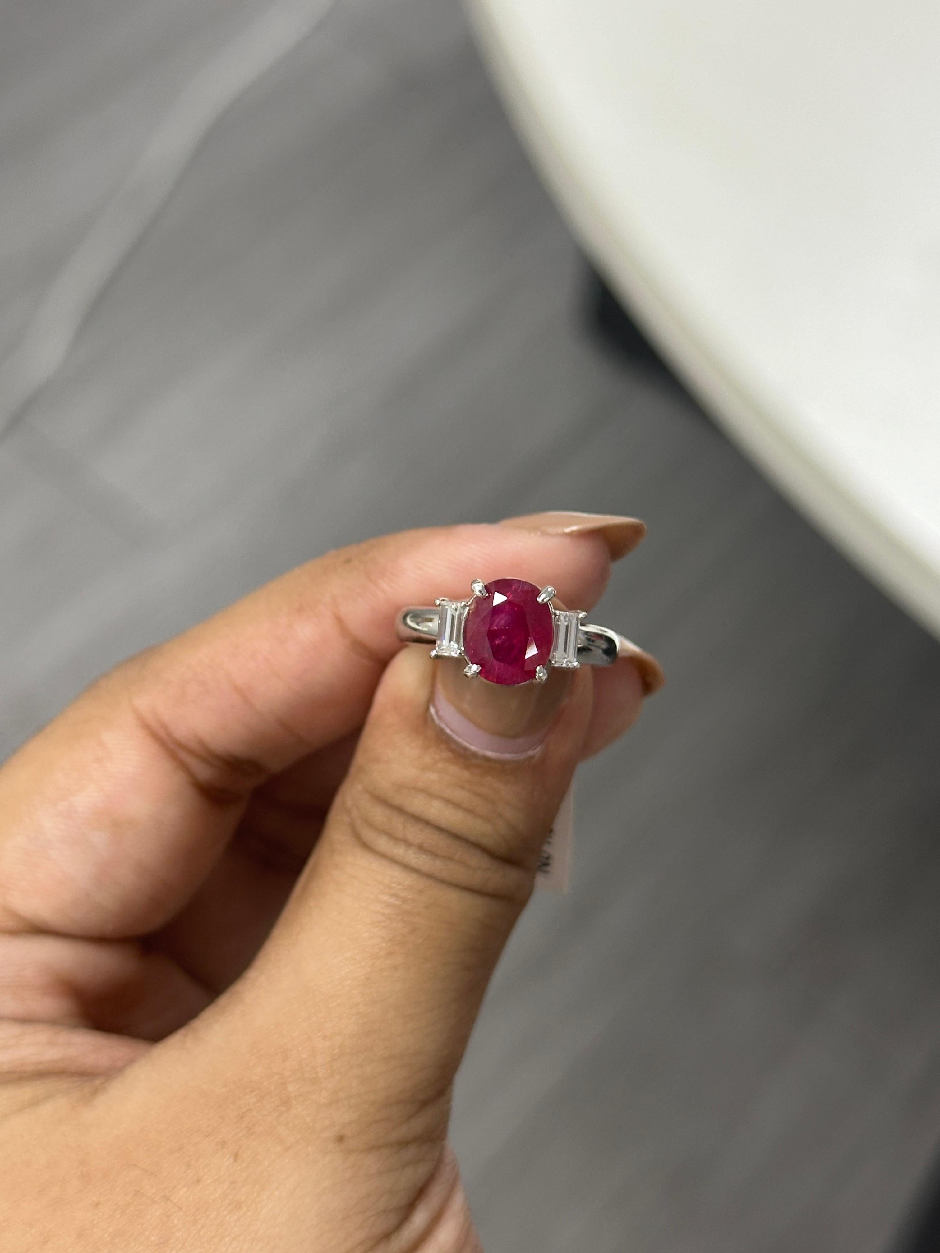 3,01 Karat Burma-Rubin-Cocktailring (ohne Hitze) in PT 900 Damen im Angebot