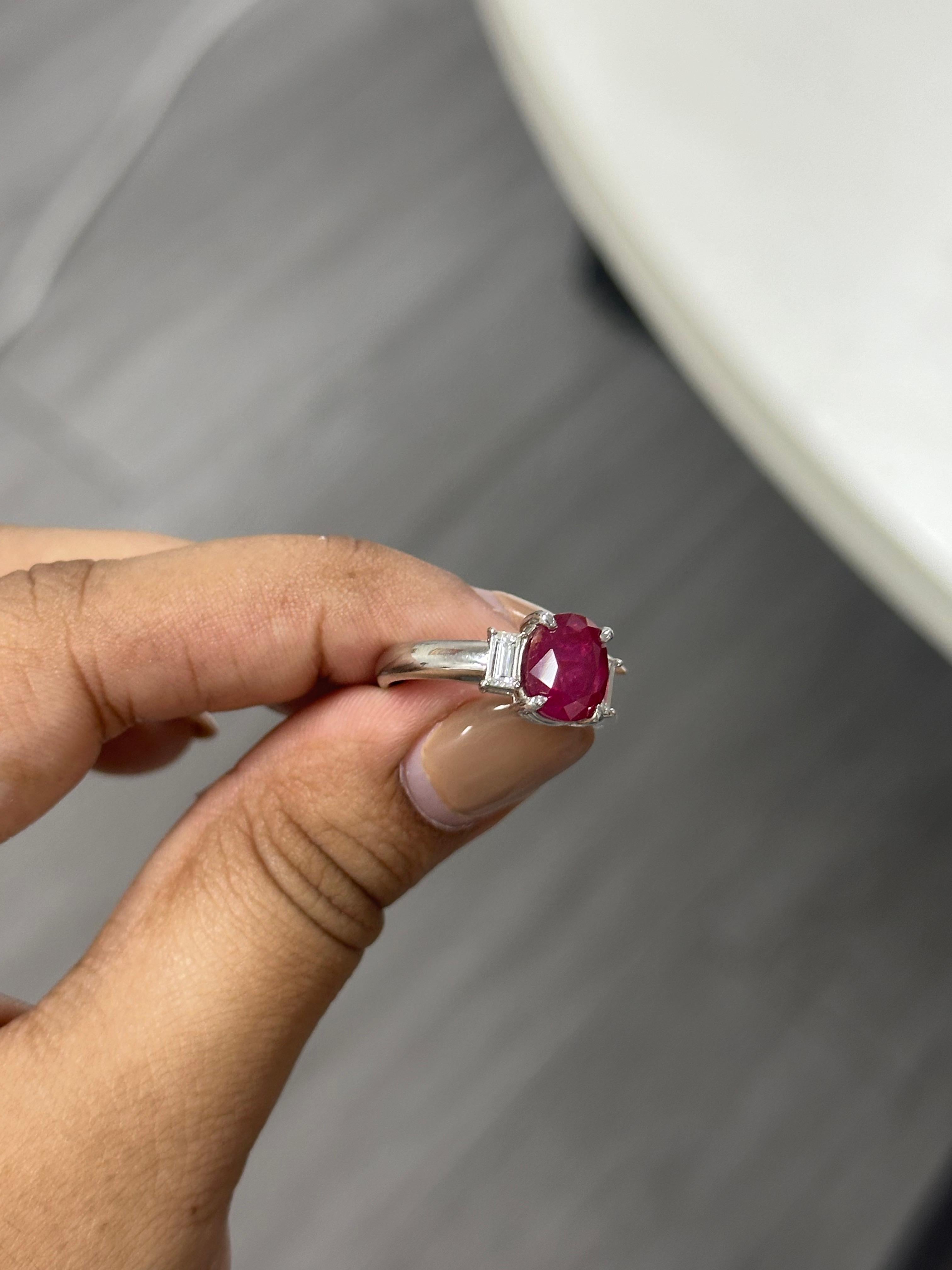3,01 Karat Burma-Rubin-Cocktailring (ohne Hitze) in PT 900 im Angebot 2