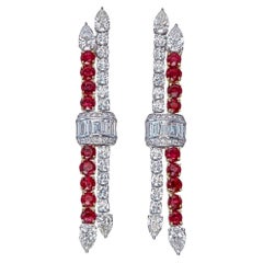 3.01 Carat Burmese Ruby No Heat Pigeon Blood And Diamond Earring In 18K Gold