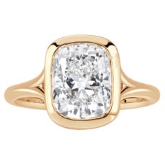 3.01 Carat Cushion Diamond Ring Brilliant White 14K White Gold Everyday Royalty