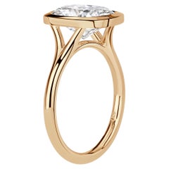 3.01 Carat Cushion Diamond Ring Brilliant White 14K White Gold Modern Nobility
