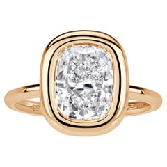 3.01 Carat Cushion Diamond Ring Brilliant White 14K White Gold Modern Nobility