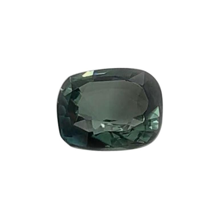 3.01 Carat Cushion-Shape Teal Color Sapphire GIA Certified Unheated For Sale