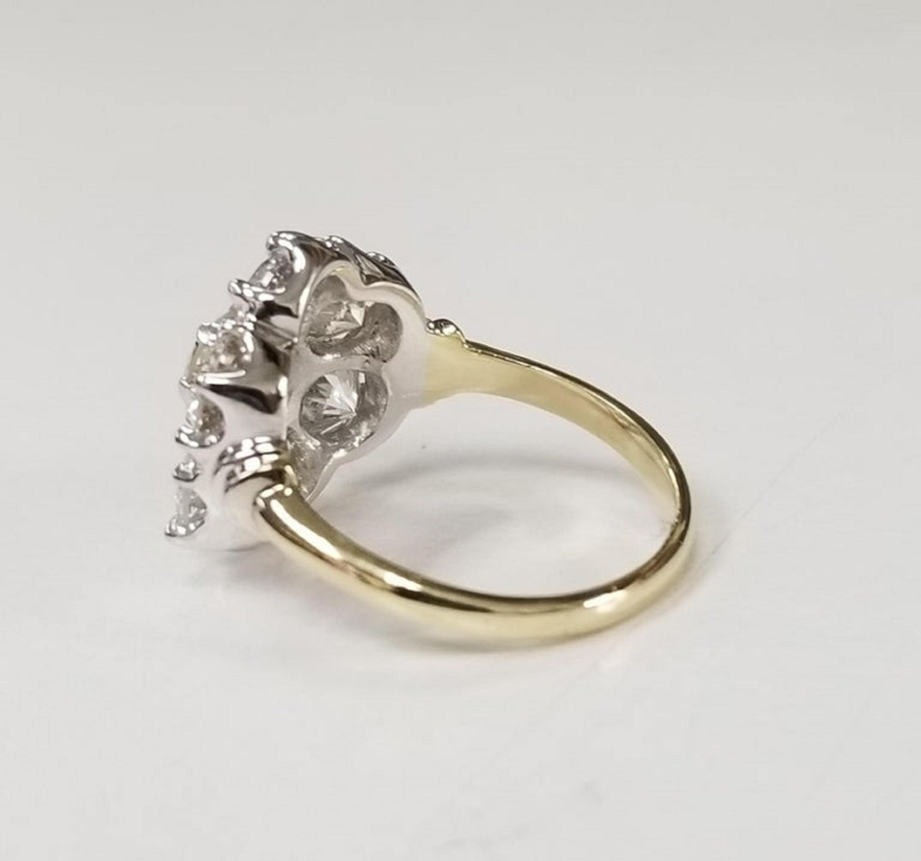 3.01 Carat Diamond Cluster 14 Karat 2-Tone Ring For Sale at 1stDibs