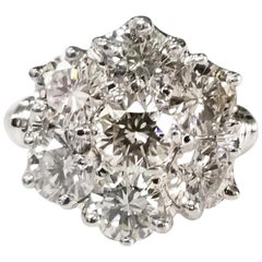 3.01 Carat Diamond Cluster 14 Karat 2-Tone Ring