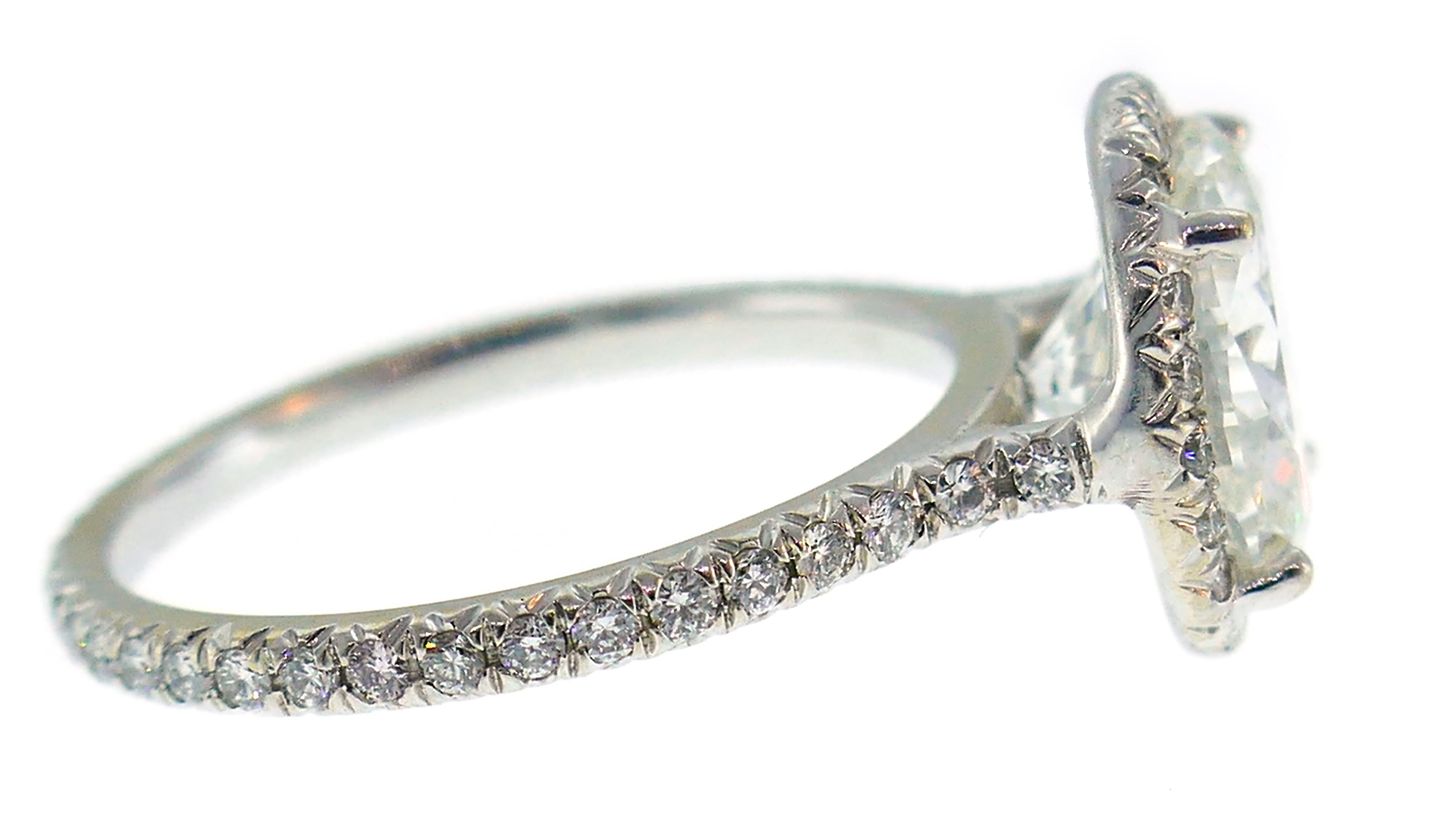 Women's 3.01 Carat Diamond G SI1 GIA White Gold Ring For Sale
