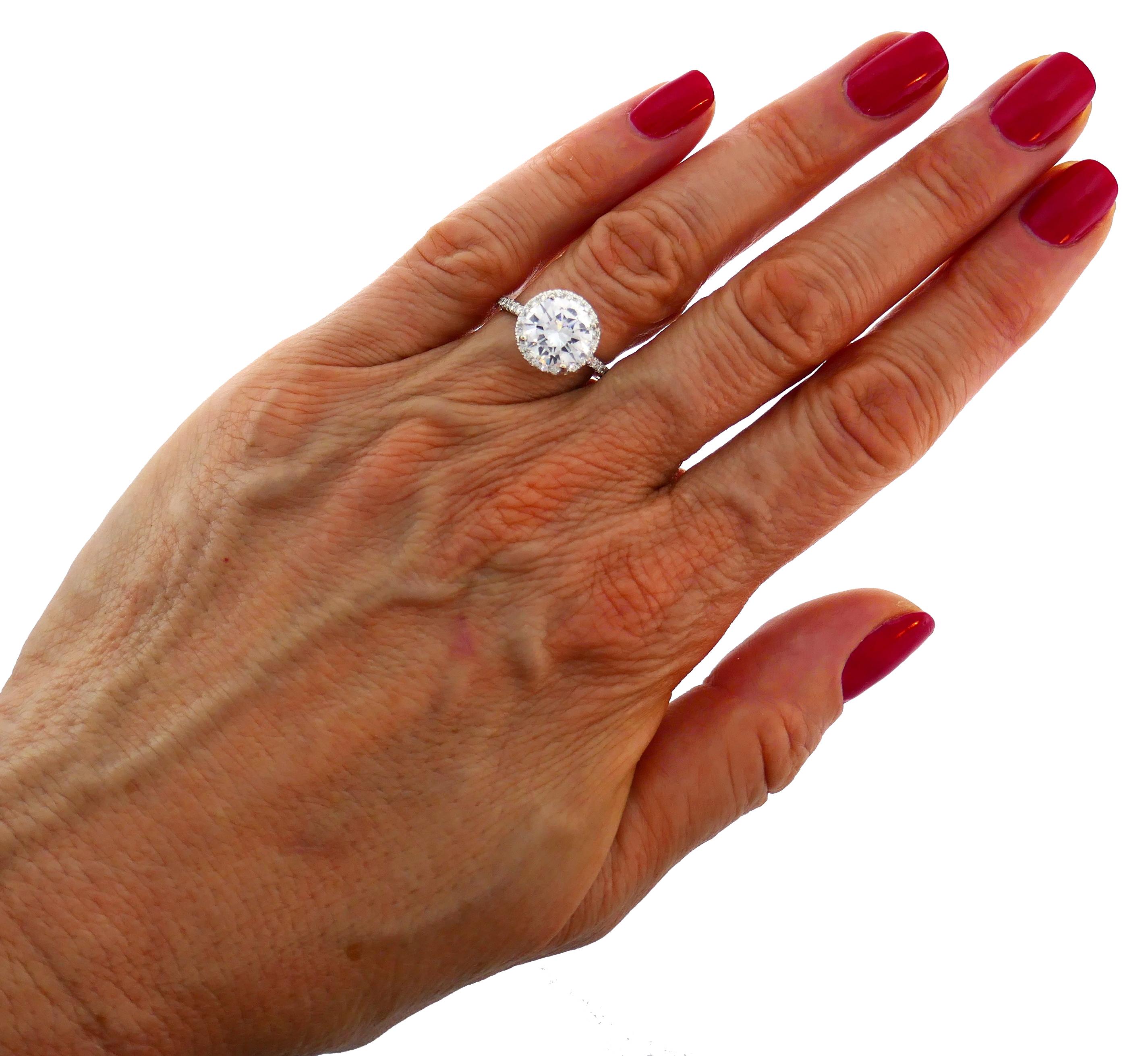 3.01 Carat Diamond G SI1 GIA White Gold Ring For Sale 3