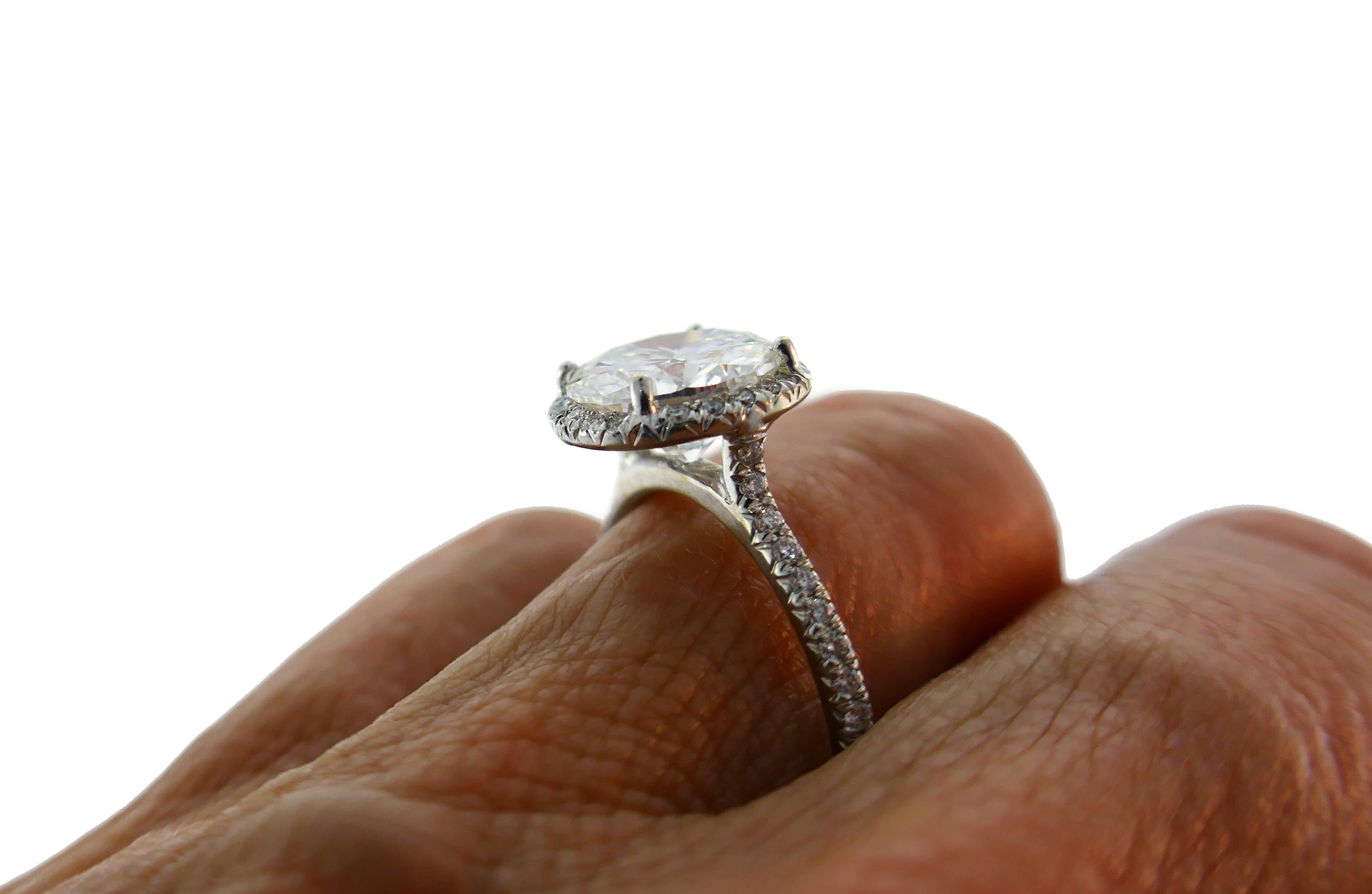 3.01 Carat Diamond G SI1 GIA White Gold Ring For Sale 5