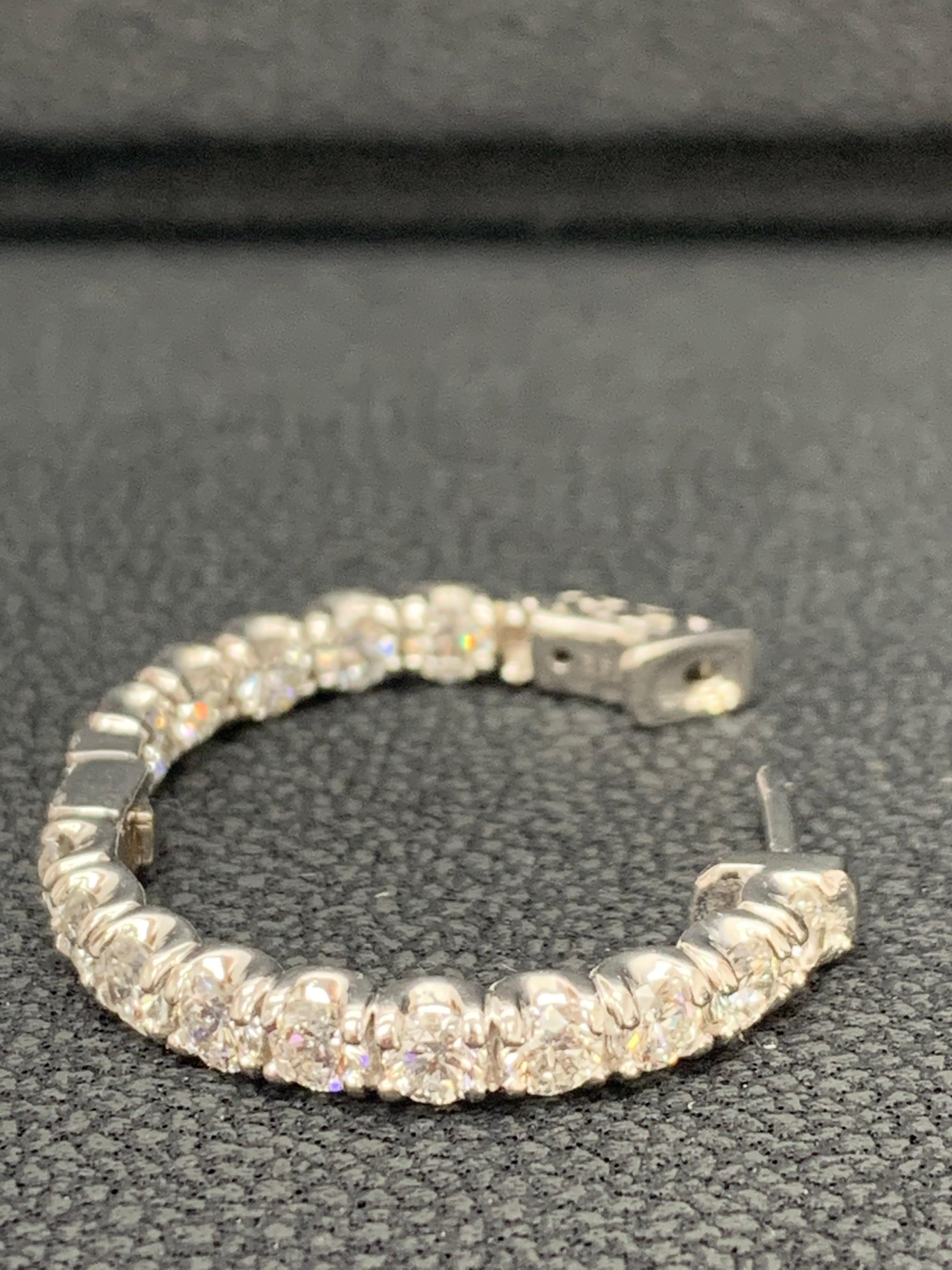 Round Cut 3.01 Carat Diamond Hoop Earrings in 14k White Gold For Sale