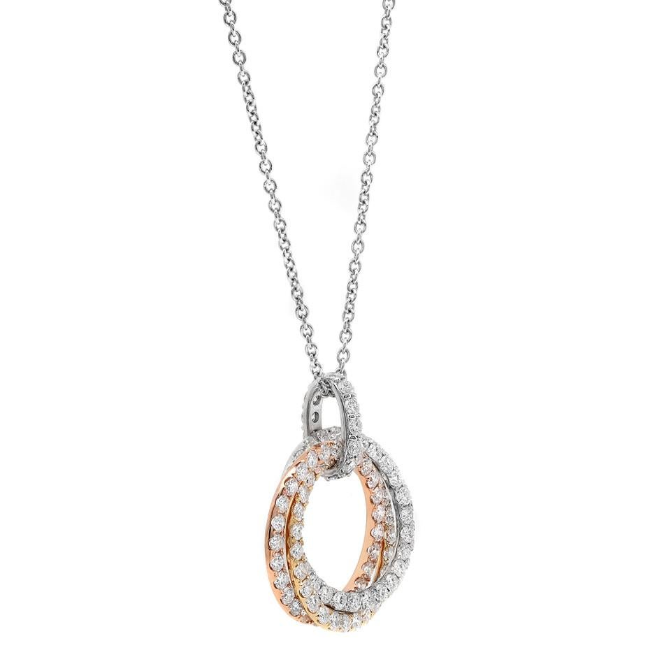 Modern 2.94 Carat Diamond Pendant Necklace 18K White Gold For Sale