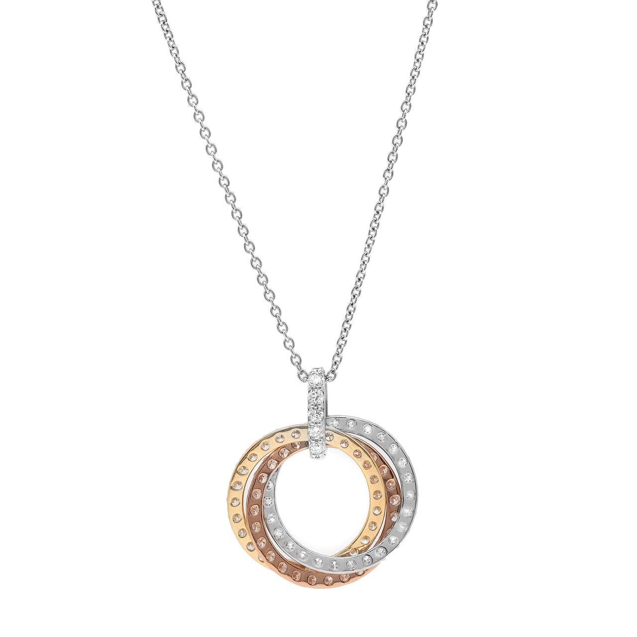 Round Cut 2.94 Carat Diamond Pendant Necklace 18K White Gold For Sale
