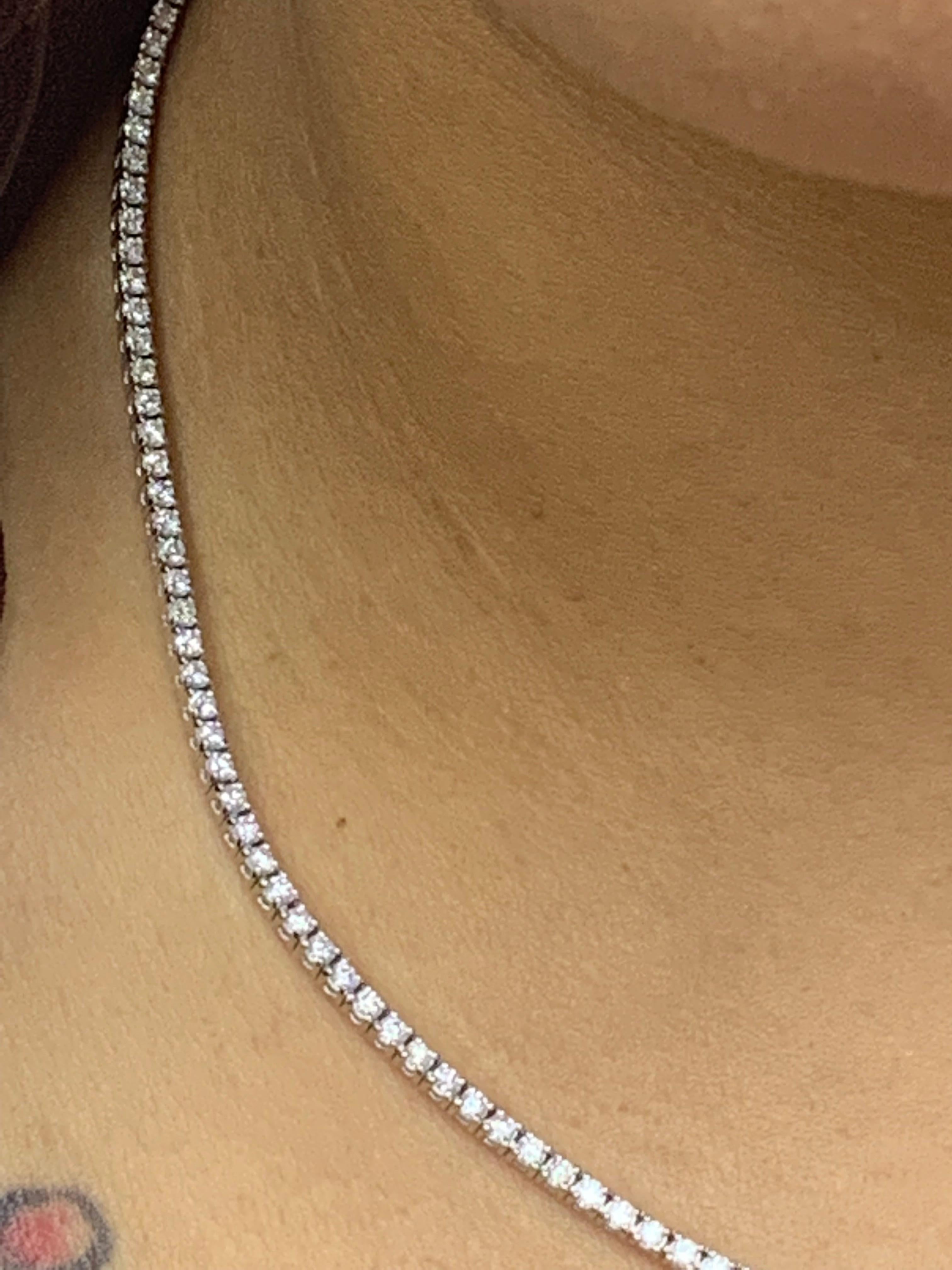 3.01 Carat Diamond Tennis Necklace in 14K White Gold For Sale 4