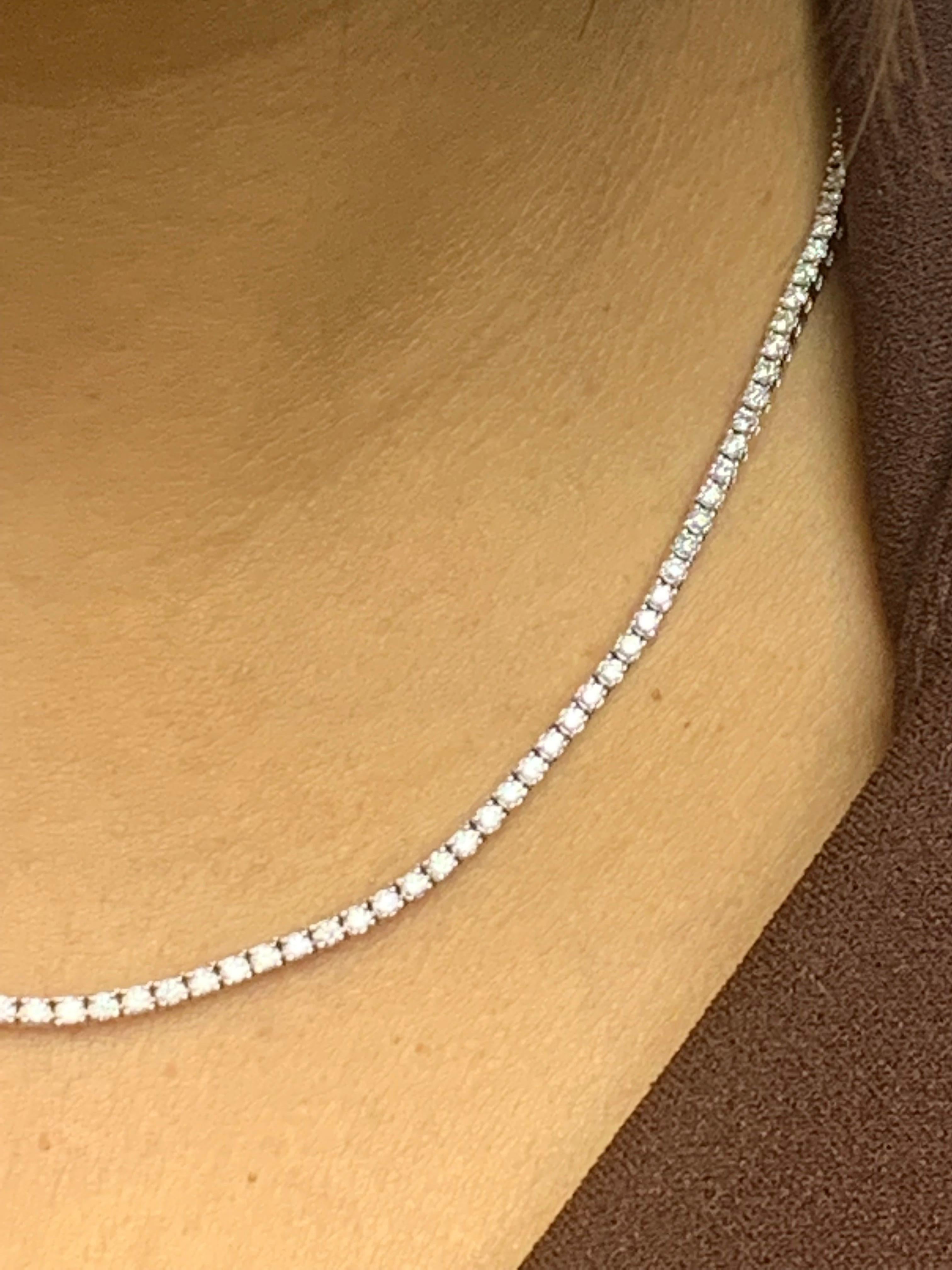 3.01 Carat Diamond Tennis Necklace in 14K White Gold For Sale 5