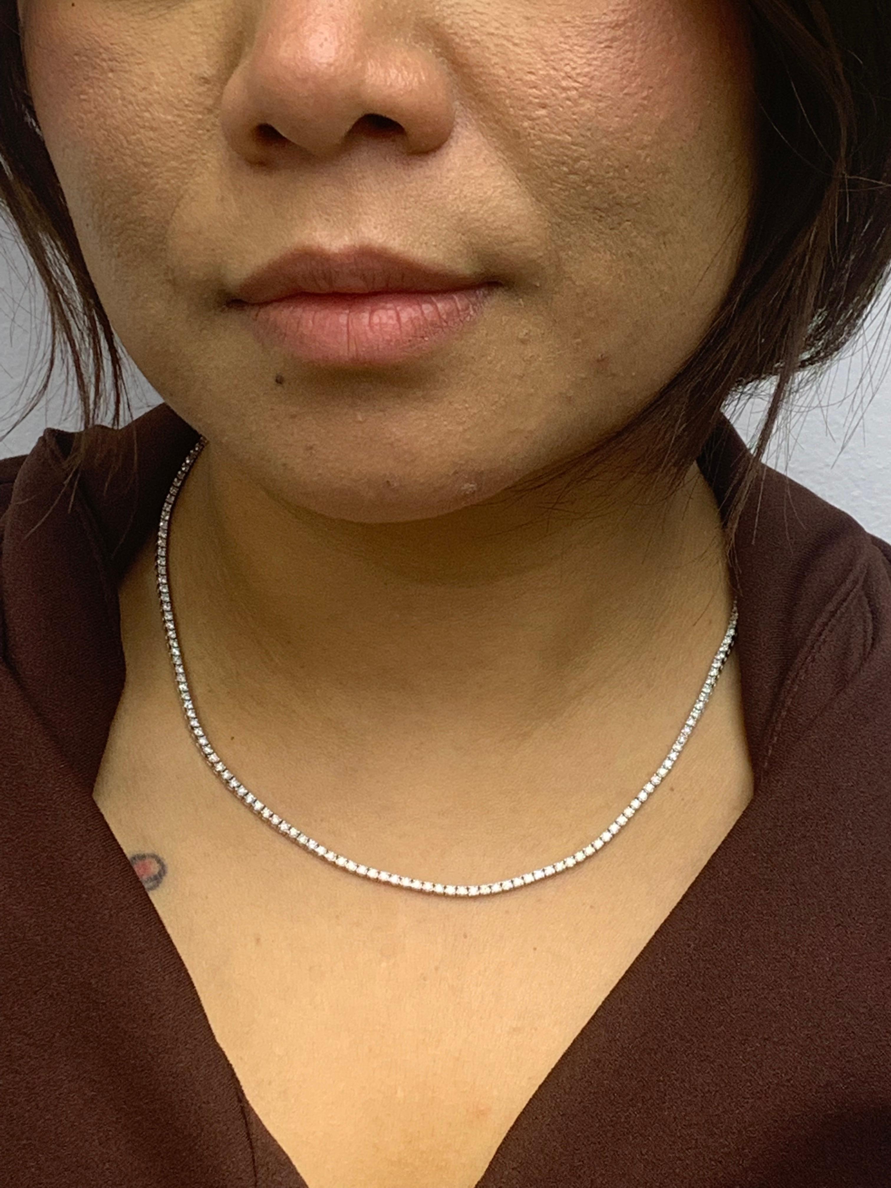 3,01 Karat Diamant-Tennis-Halskette aus 14K Weißgold im Angebot 8