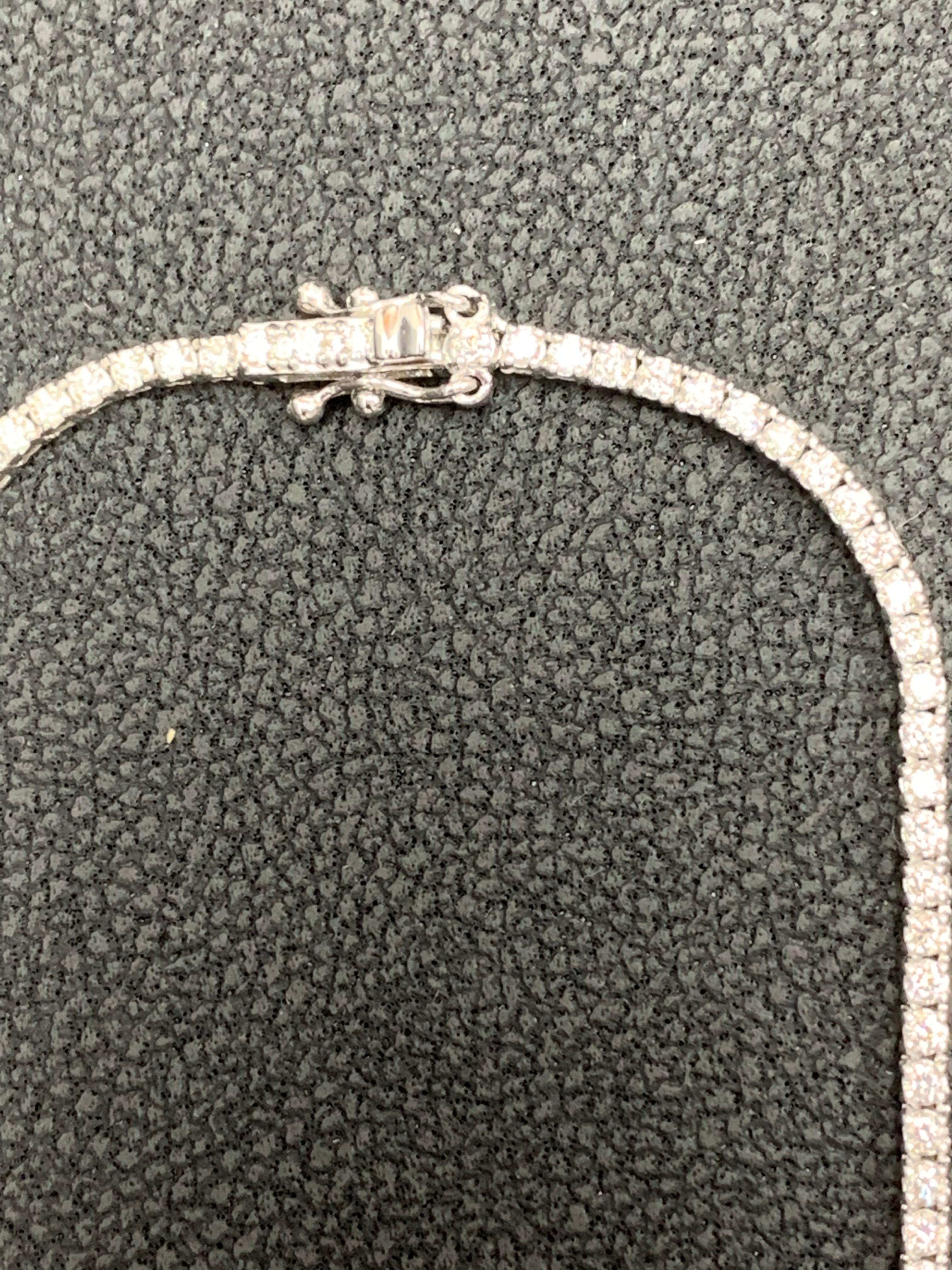3,01 Karat Diamant-Tennis-Halskette aus 14K Weißgold (Brillantschliff) im Angebot