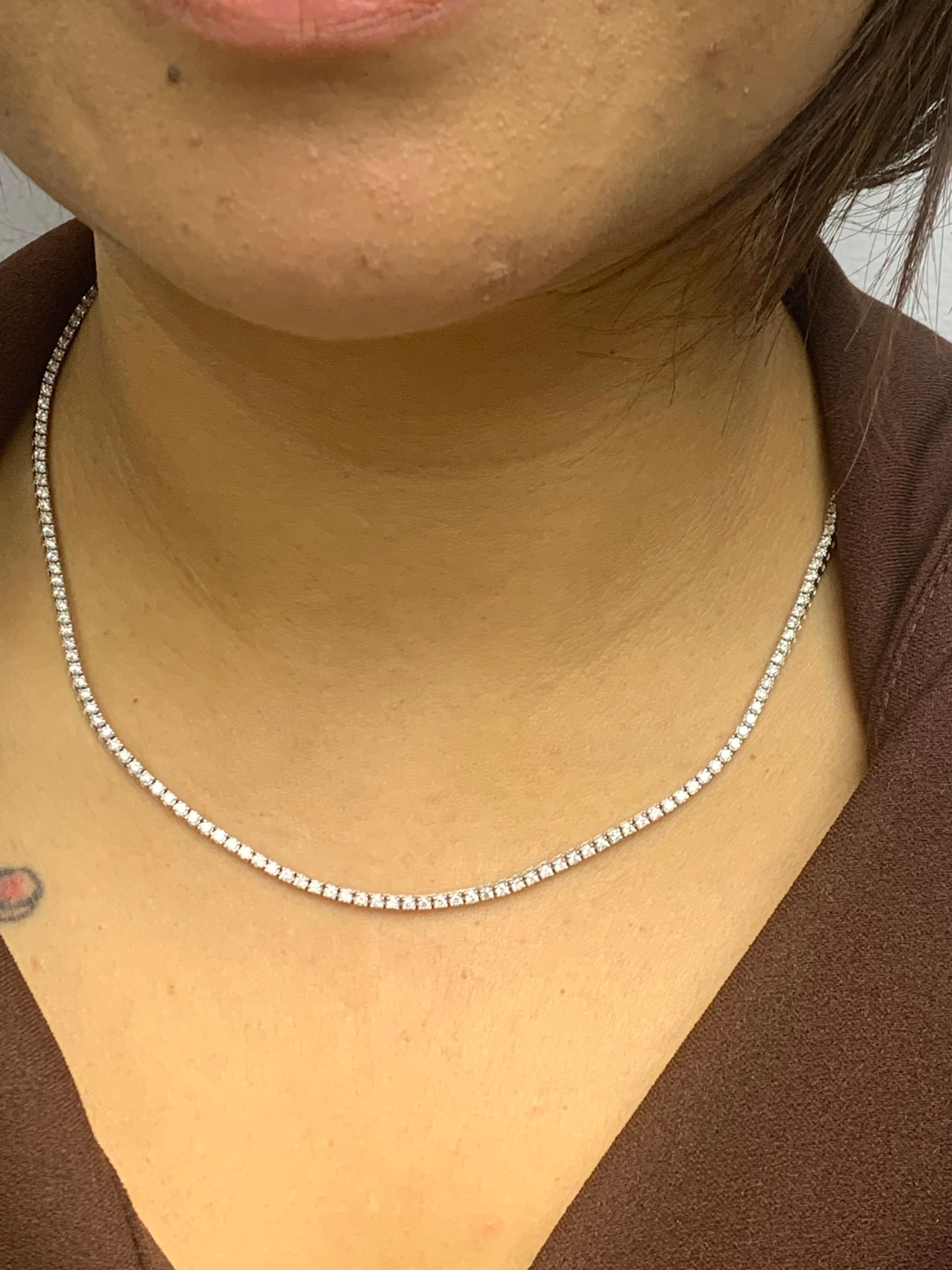 Collana Tennis con diamanti da 3,01 carati in oro bianco 14K In condizioni Nuovo in vendita a NEW YORK, NY