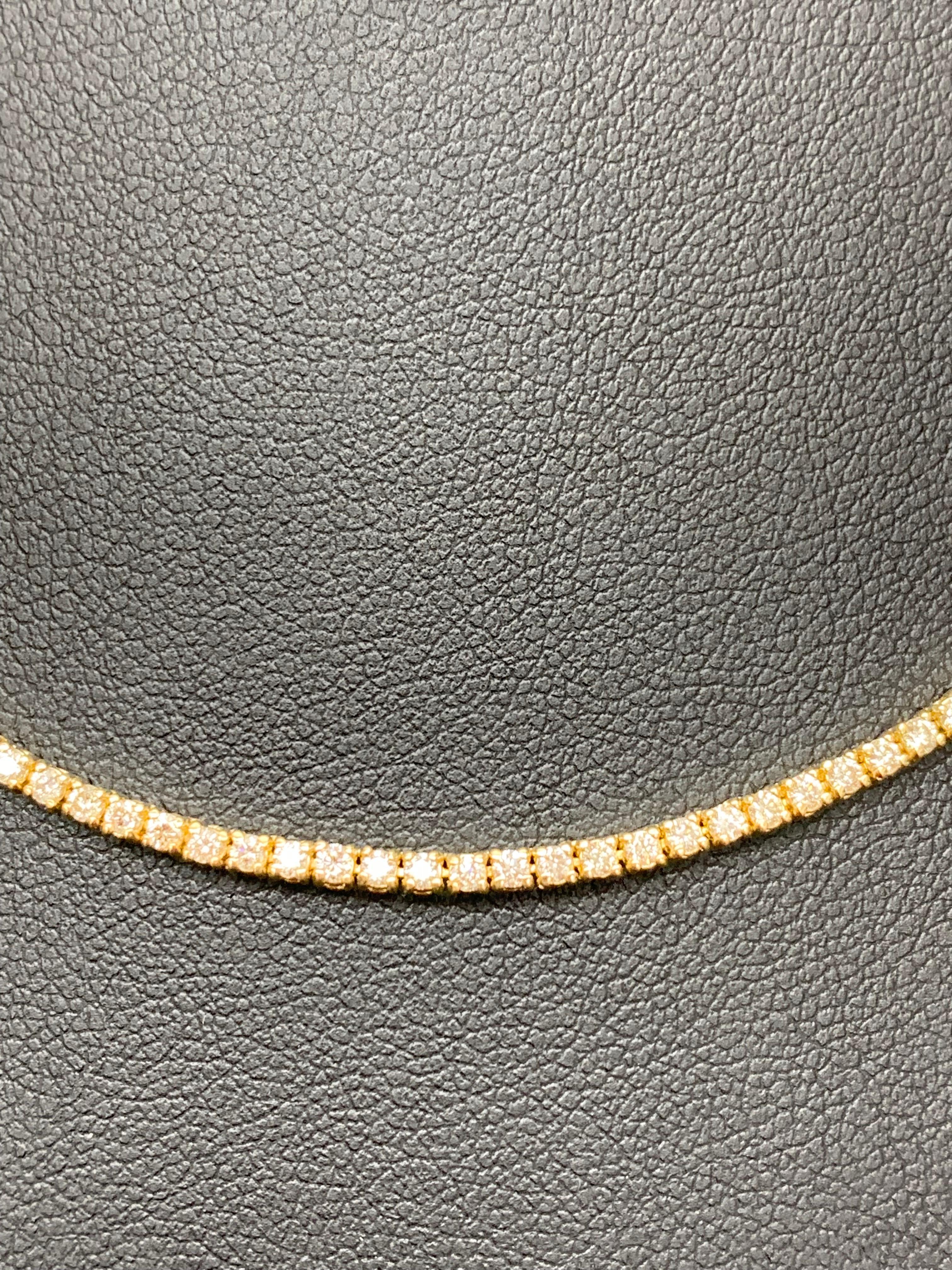 yellow gold tennis necklace