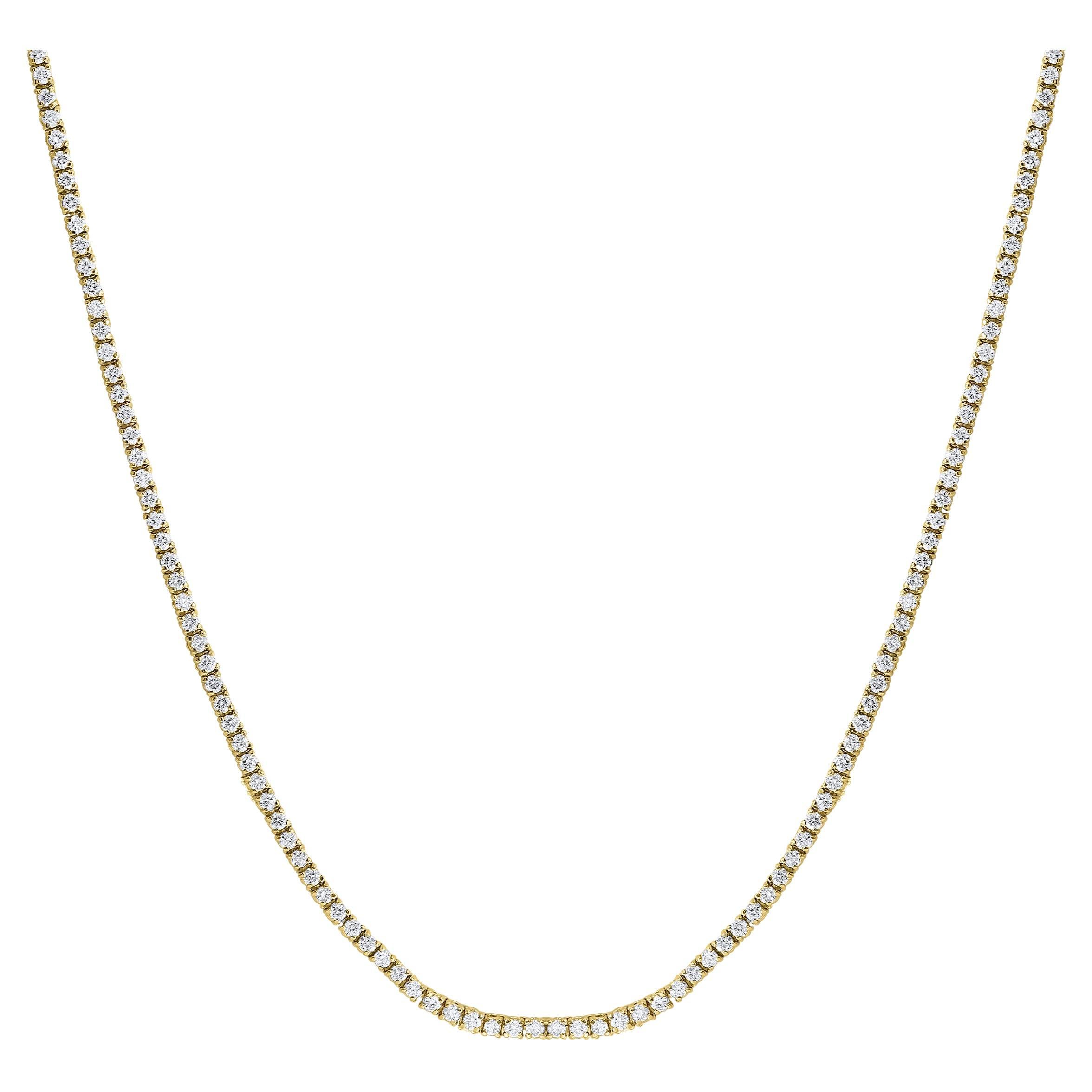 3.01 Karat Diamant-Tennis-Halskette aus 14K Gelbgold
