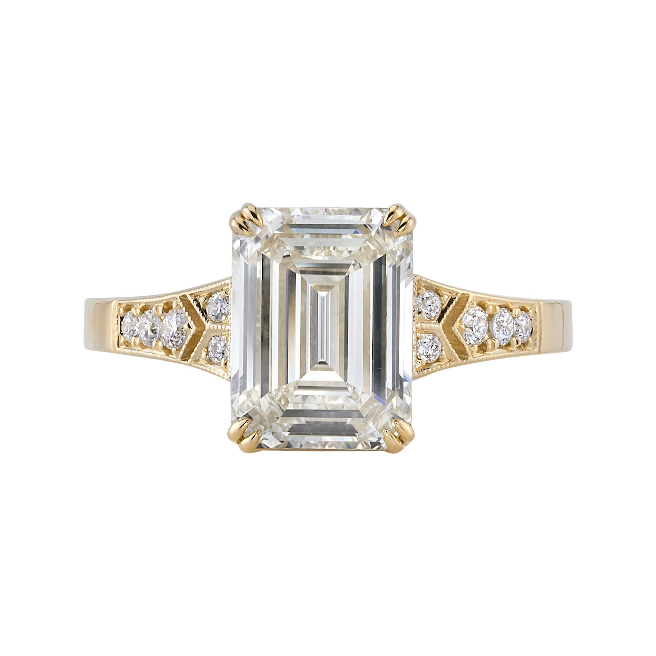 Handcrafted Lorraine Emerald Cut Diamond Ring by Single Stone