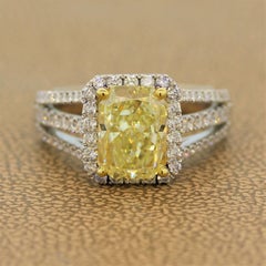 3.01 Carat Fancy Yellow Diamond Gold Engagement Ring